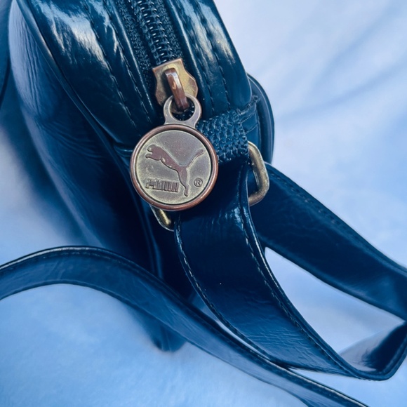 Puma Vintage Y2K Dark Blue Vinyl Crossbody Handbag Unisex 6”/9” - Picture 9 of 10